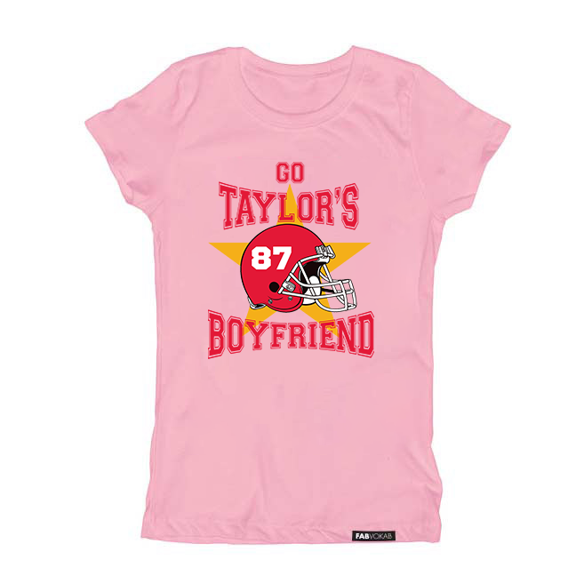 Taylor's Boyfriend Pink Kids, Girls, Teen Short Sleeve T-shirt - Trendy & Stylish Swiftie Fashion for Young Fans