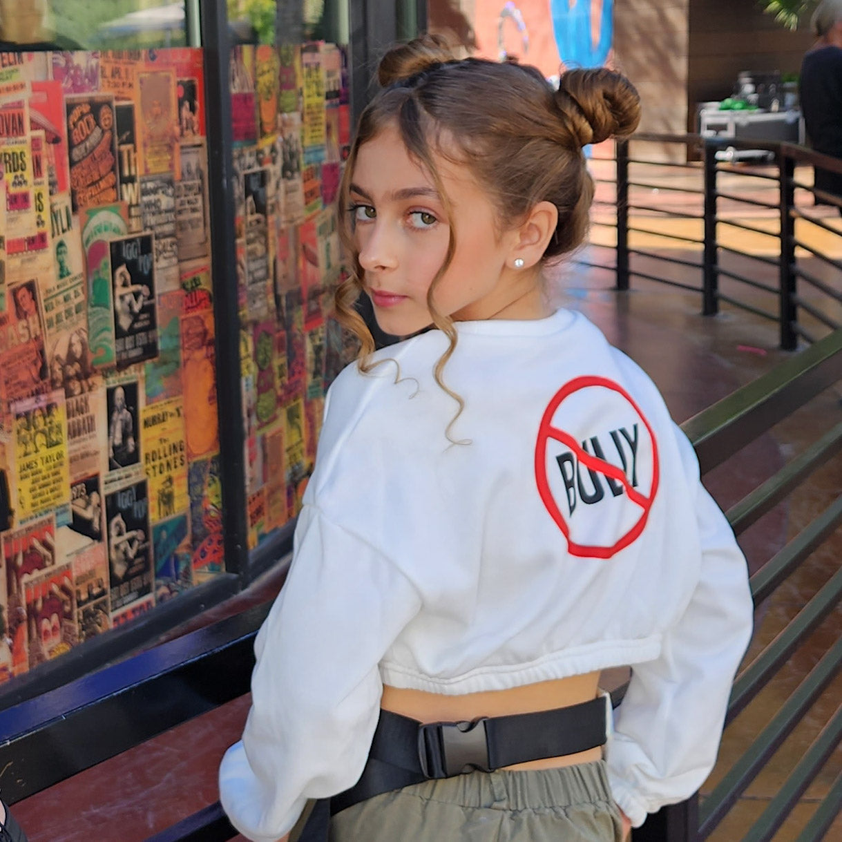 It's Time to Take a Stand #StopBullying Girls Long Sleeve Crop-Top