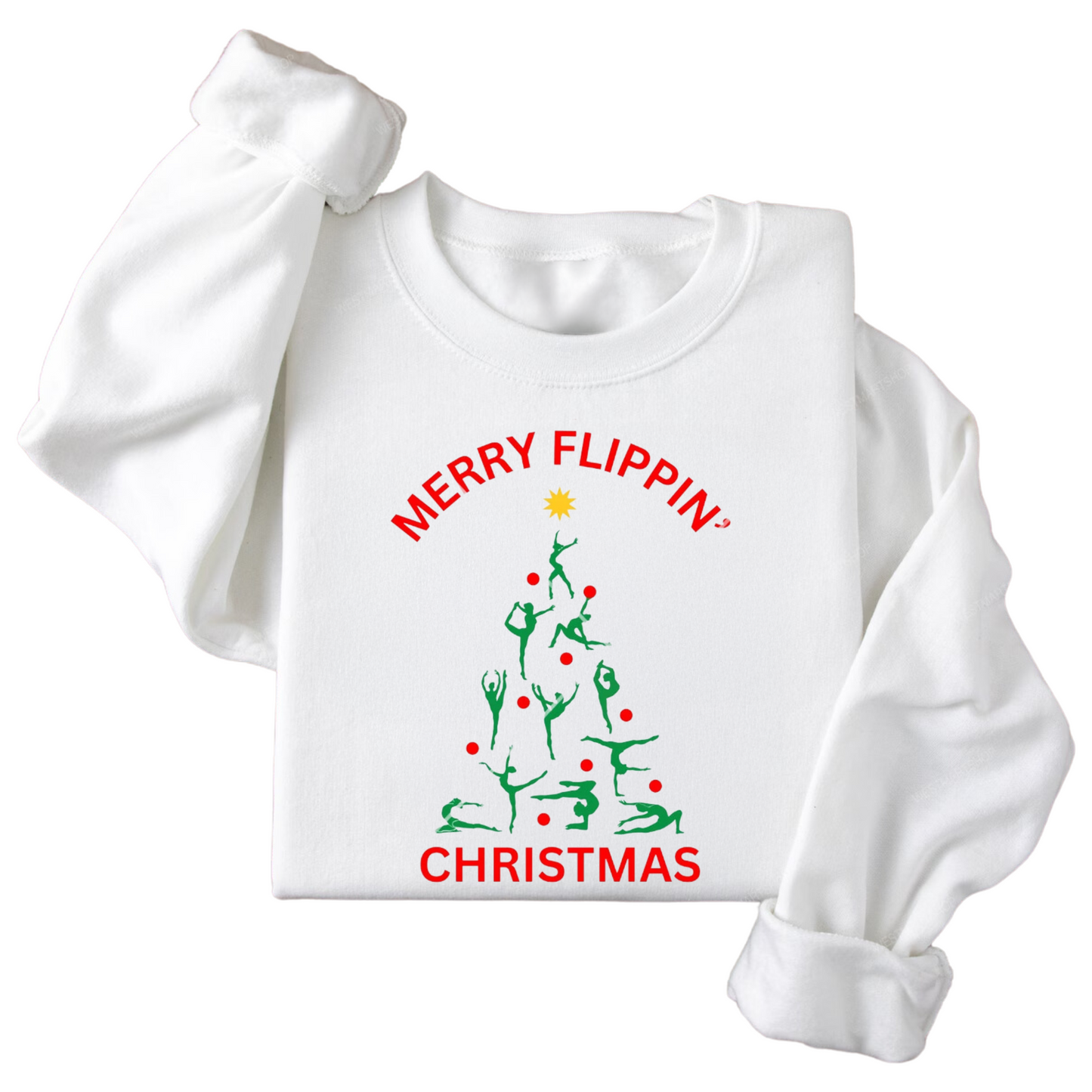 Merry Flippin' Christmas Gymnast - Holiday Sweatshirt for Kids & Teens
