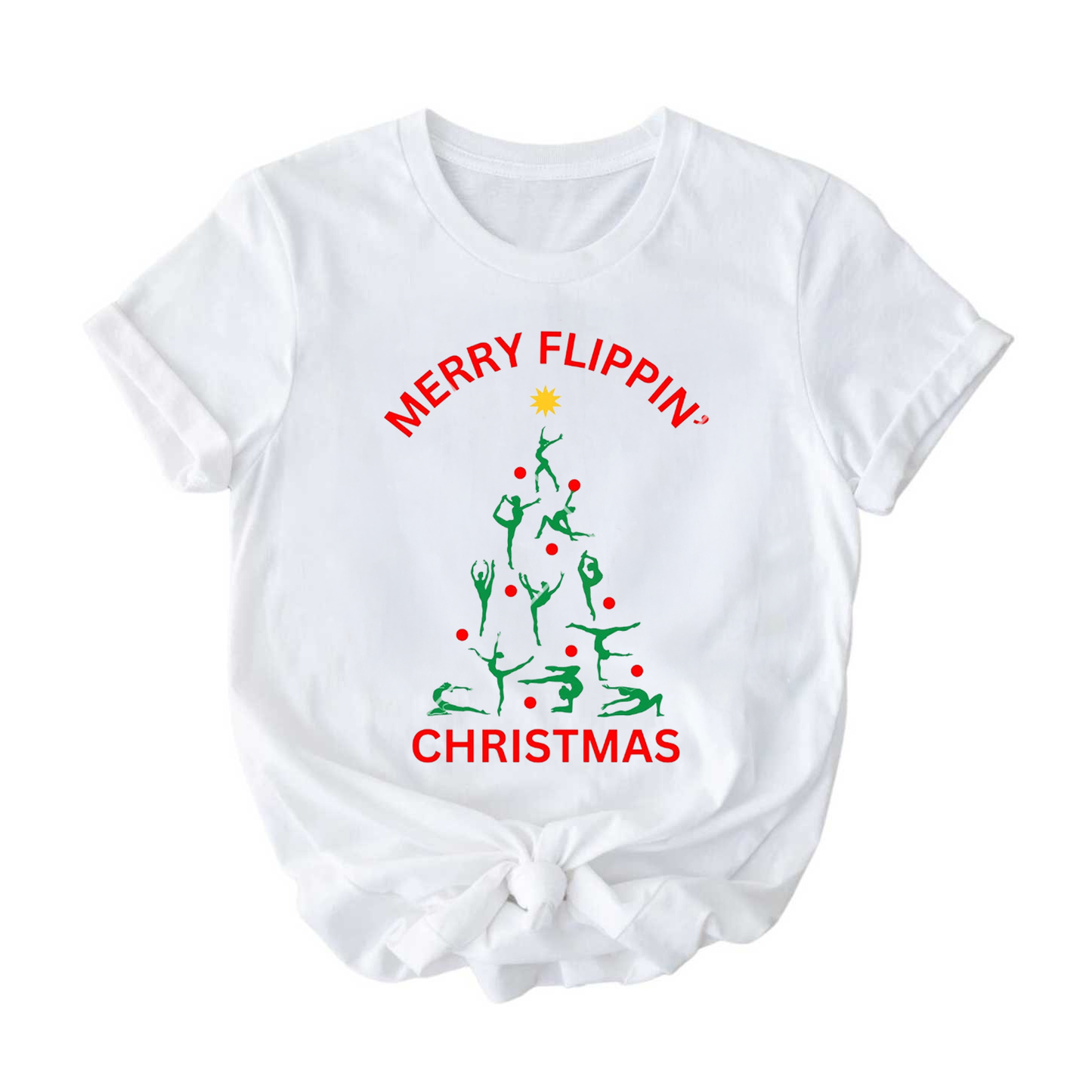 Merry Flippin' Christmas Gymnast T-Shirt - Holiday Shirt for Kids & Teens