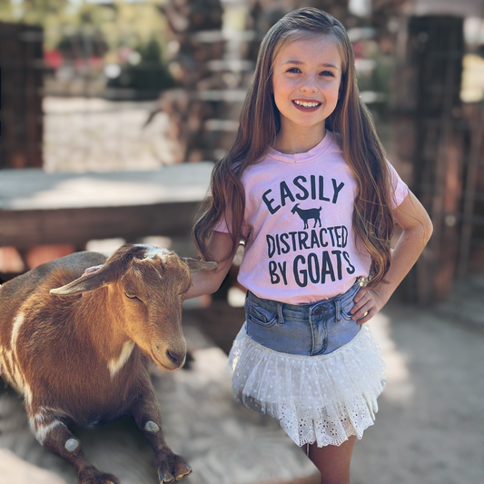 "Easily Distracted by Goats" Kids Short Sleeve T-Shirt