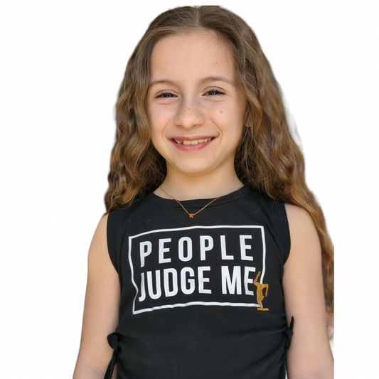 "People Judge Me" Girls Crop Top - Style & Performance for Young Gymnasts