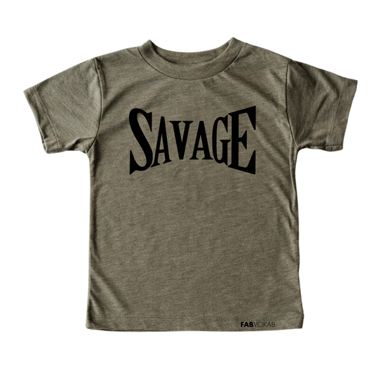 Olive Green Savage Kids Short Sleeve T-Shirt