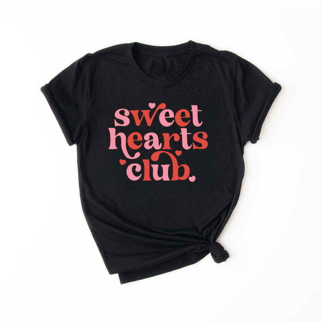 Sweet Hearts Club T-Shirt for Kids, Girls, and Teens - Short Sleeve