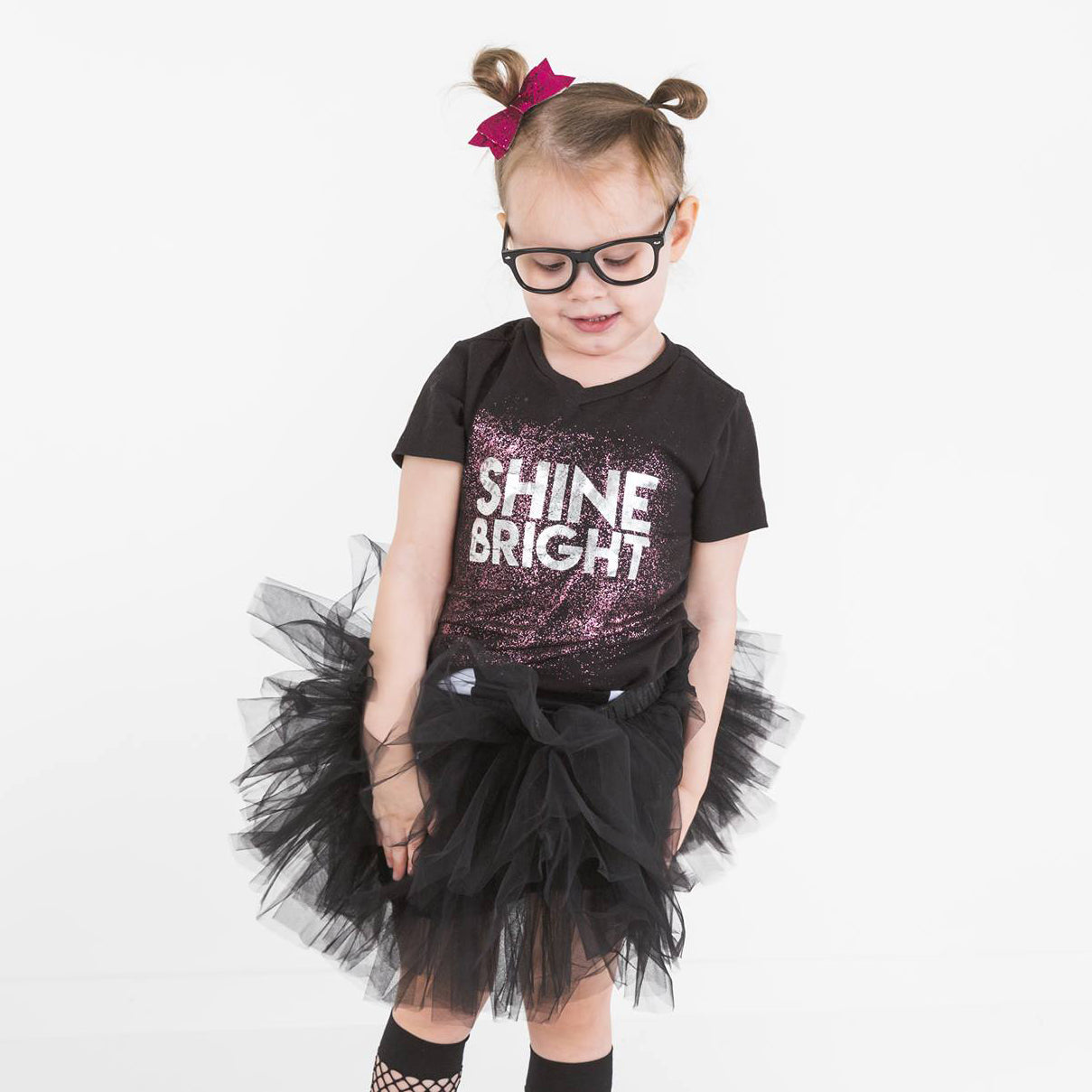 SHINE BRIGHT IN PINK AND SILVER FOIL Short Sleeve T-shirt FABVOKAB