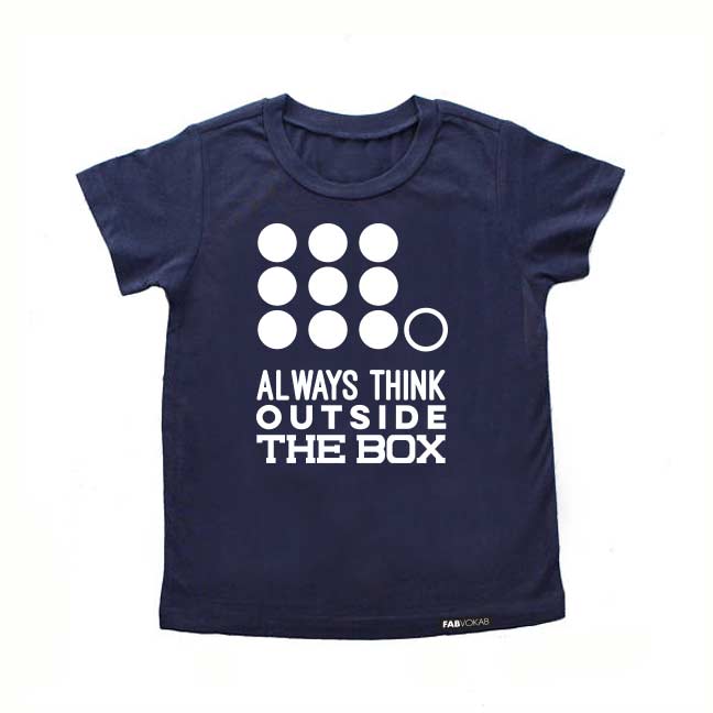ALWAYS THINK OUTSIDE THE BOX Blue Short Sleeve T-shirt FABVOKAB