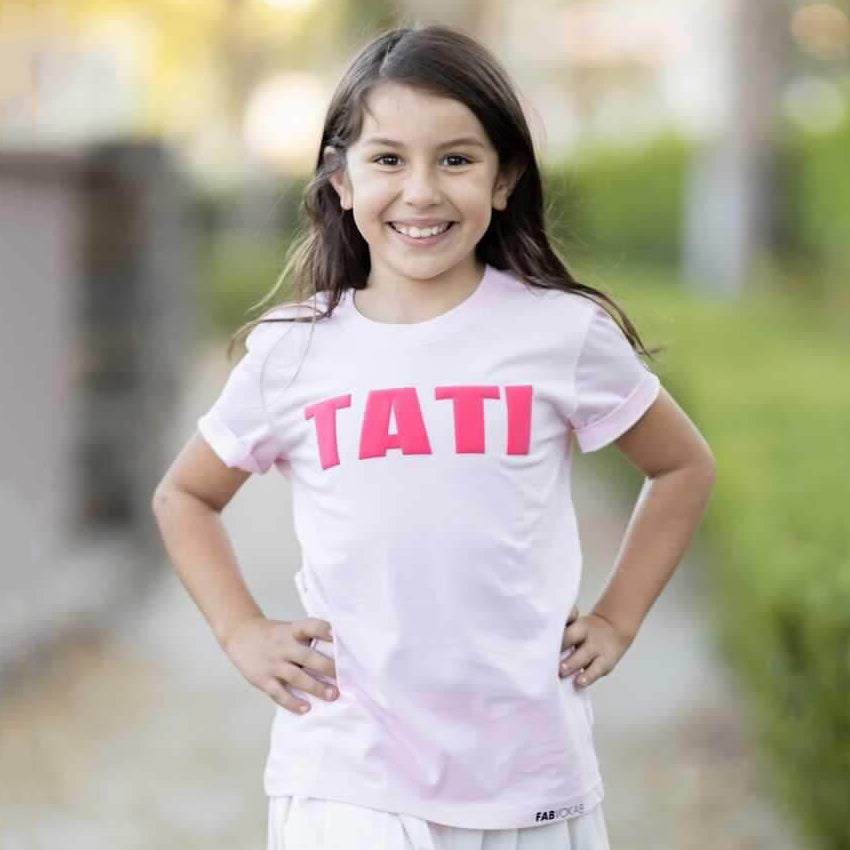 Custom Name Puff 3D Pink Kids, Boys, Girls, Unsex, Teen Short Sleeve T-shirt (PINK) FABVOKAB
