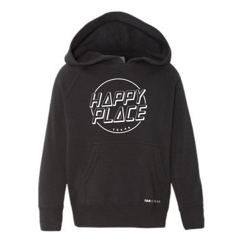 HAPPY PLACE UNISEX KIDS, YOUTH BLACK HOODIE (Customizable) FABVOKAB