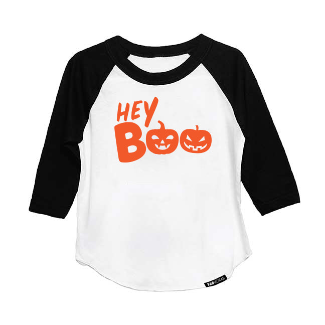 HEY BOO HALLOWEEN KIDS, GIRLS, BOYS RAGLAN FABVOKAB