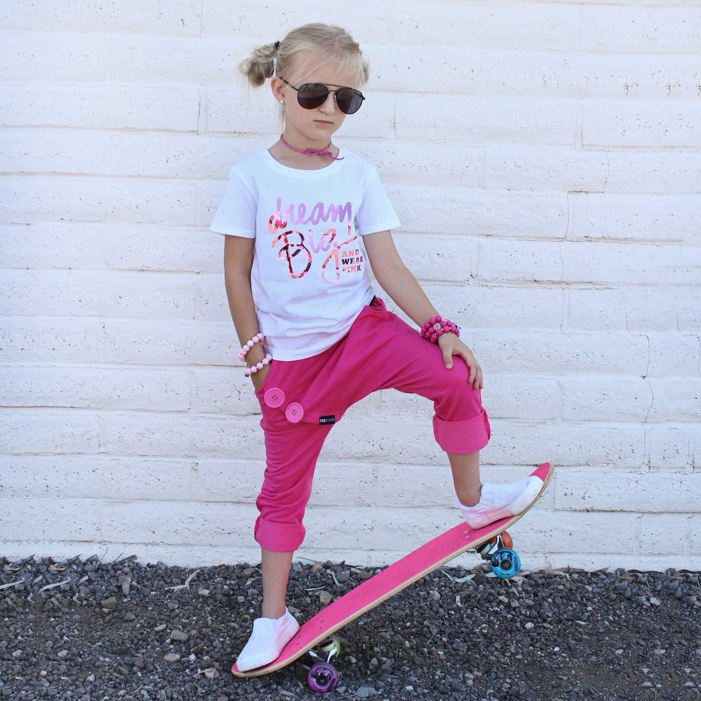 SIENNA PINK KIDS HAREM PANTS FABVOKAB