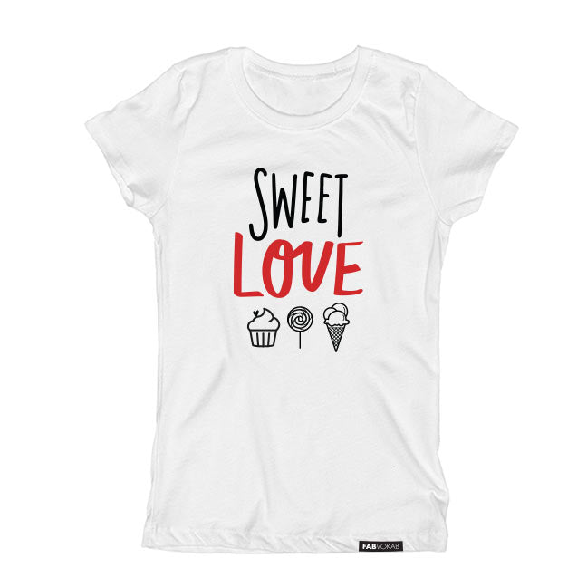 SWEET LOVE affection Kids, Teens, Girls Short Sleeve T-shirt FABVOKAB