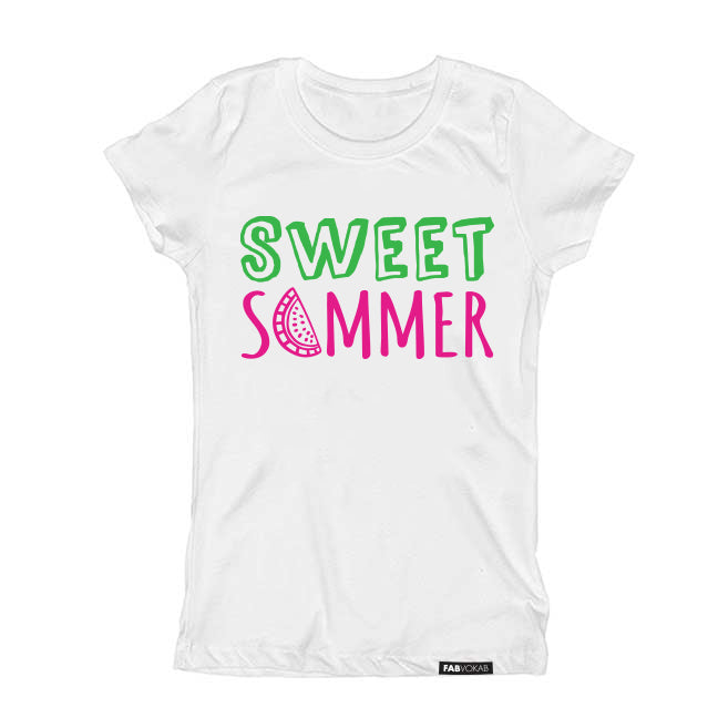 SWEET SUMMER Kids, Girls, Boys, Teen Short Sleeve graphic T-shirt FABVOKAB