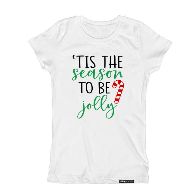 'TIS THE SEASON TO BE JOLLY GIRLS, BOYS, TEEN HOLIDAYS, CHRISTMAS KIDS Short Sleeve T-shirt FABVOKAB