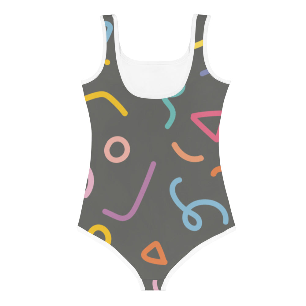 Colorful Lines Kids Little Girls Swimsuit FABVOKAB