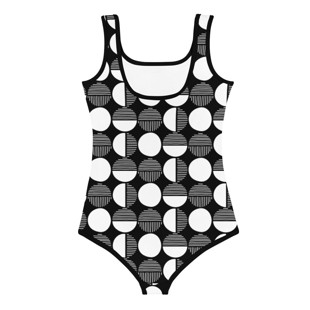Black and White Kids Little Girls Swimsuit FABVOKAB