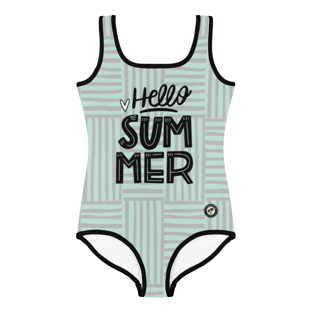 Hello Summer Kids Little Girls Swimsuit green