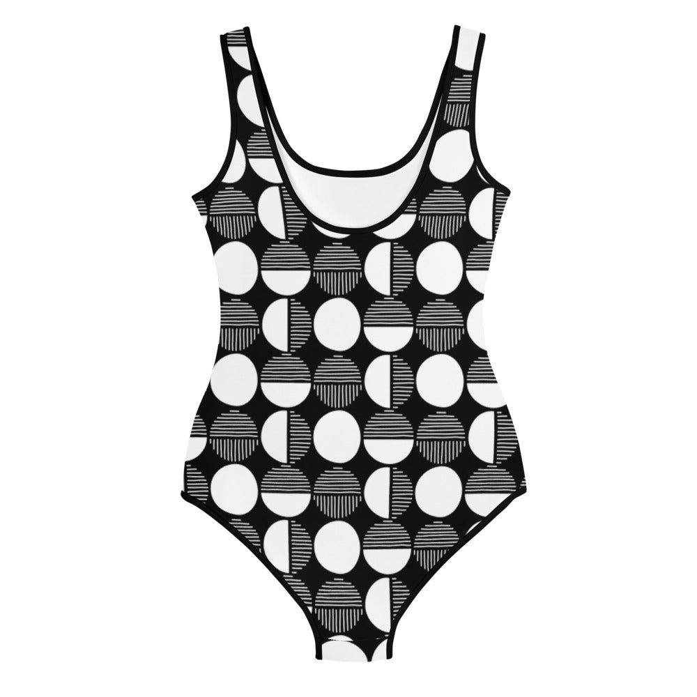 Black and White Kids Big Girls Swimsuit FABVOKAB
