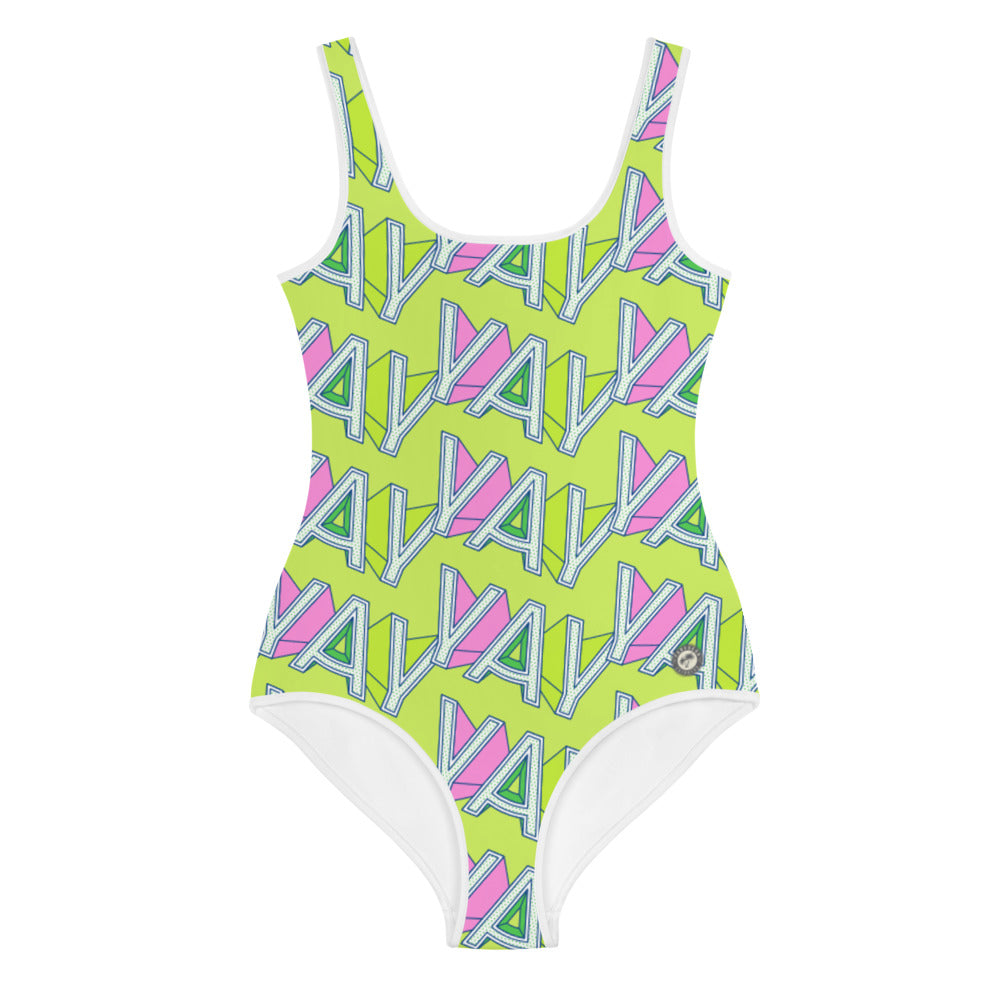 YAY Neon Green Kids Big Girls Swimsuit FABVOKAB