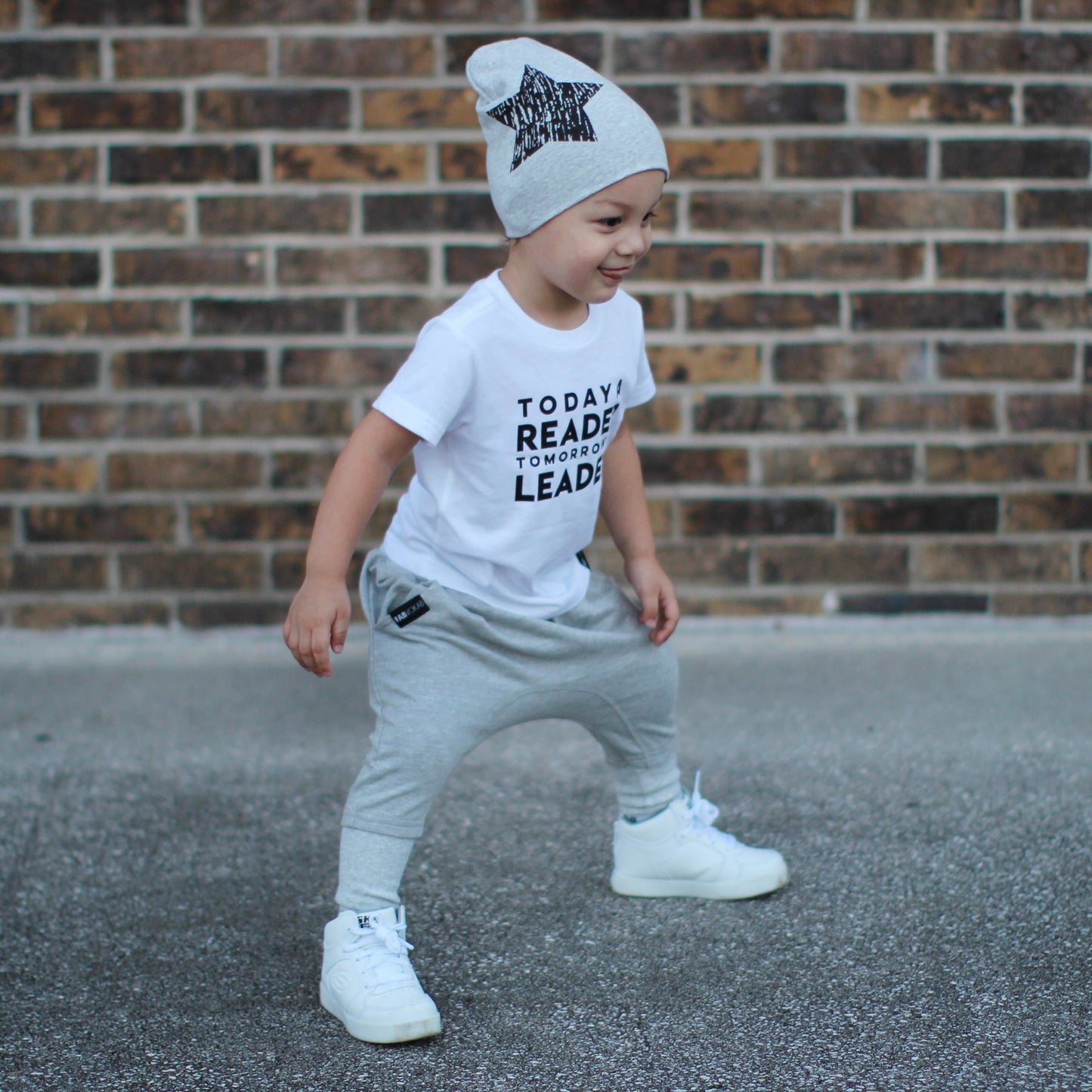 LONDON UNISEX LIGHT GRAY KIDS HAREM PANTS FABVOKAB