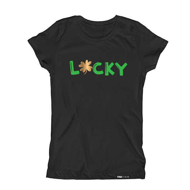 LUCKY Short Sleeve Kids, Teen, Boys, Girls T-shirt FABVOKAB