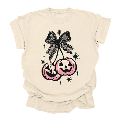 Halloween Pink Pumpkin Jack-O’-Lantern T-Shirt  Retro Fall Graphic Tee Kids & Adults Spooky Season Shirt
