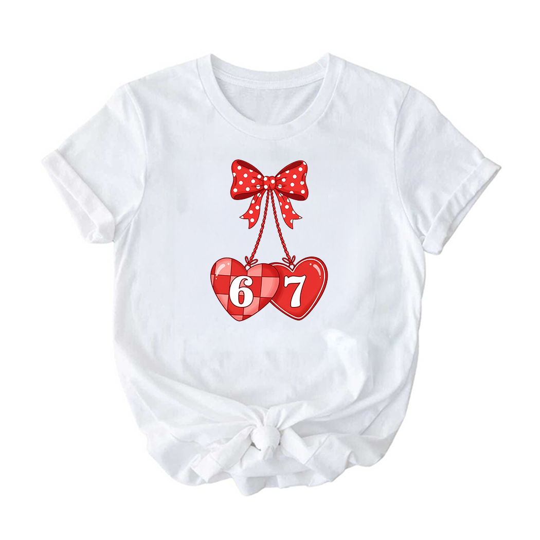6–7 Valentine Shirt – Viral TikTok Trend Heart Tee for Kids, Teens & Adults