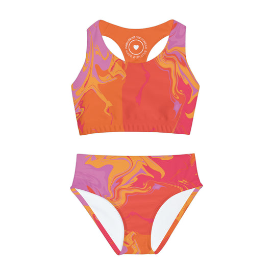Color Burst Girls Two Piece Swimsuit