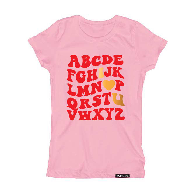 ABC I Love U: Kids, Girls, Teens Short Sleeve T-Shirt