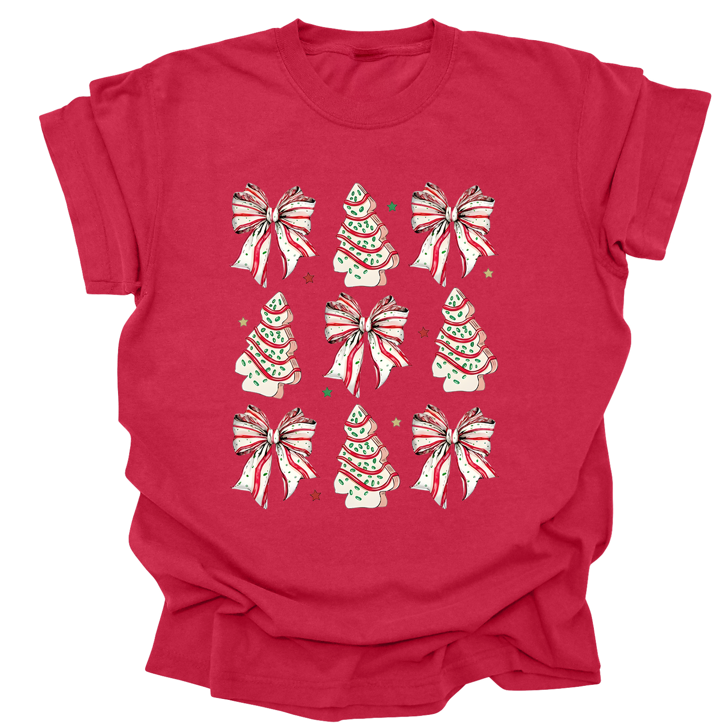 Bows & Trees Christmas T-Shirt | Festive Holiday Tee for Women, Youth & Kids | Cozy Christmas Graphic Shirt