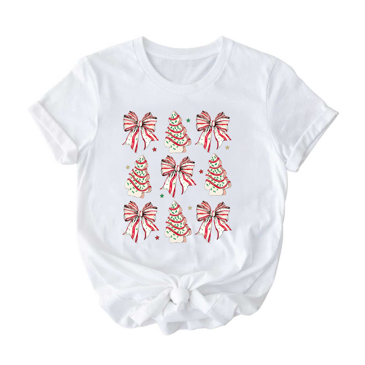 Bows & Trees Christmas T-Shirt | Festive Holiday Tee for Women, Youth & Kids | Cozy Christmas Graphic Shirt