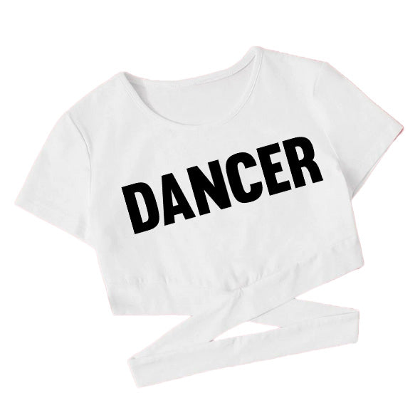 "DANCER" Girls Crisscross Crop Top - Style and Performance for Young Dancers