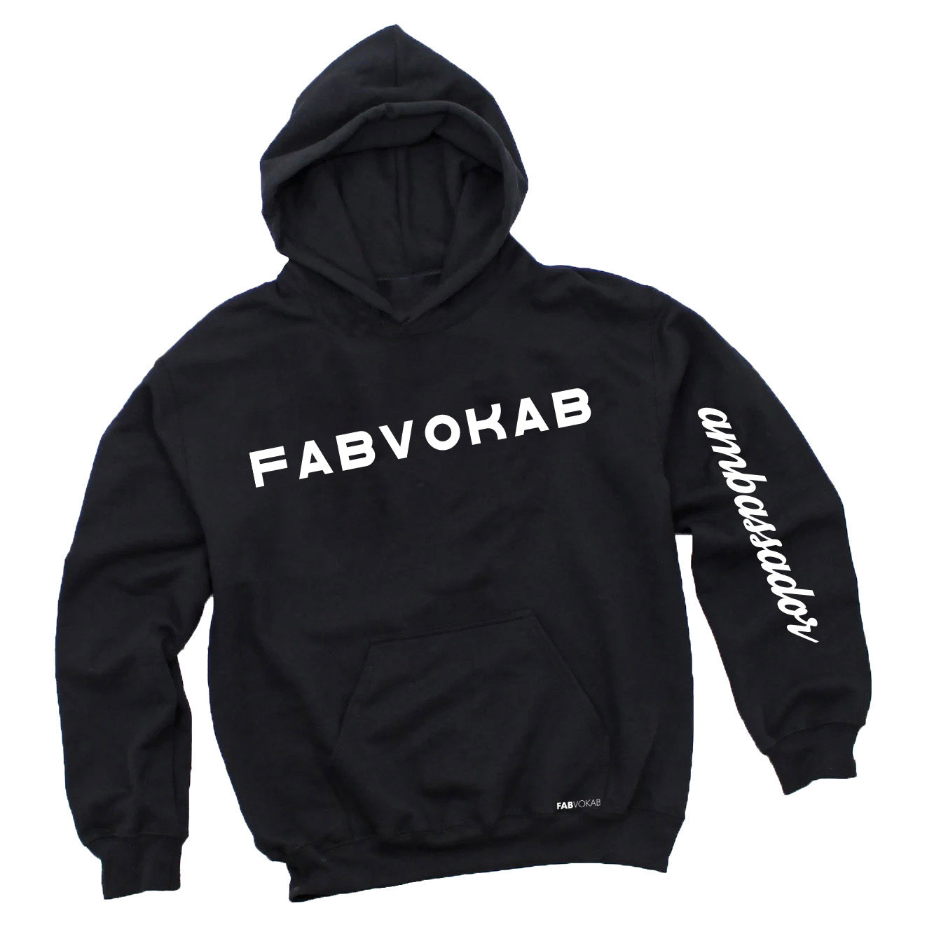 FABVOKAB Ambassador unisex, girls, boys, teens black hoodie