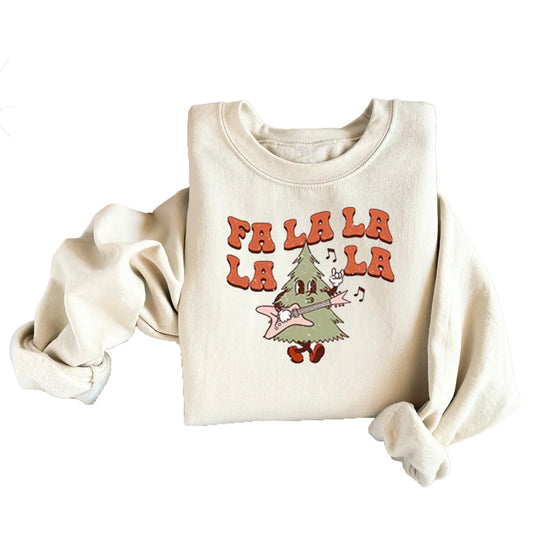 A LA LA LA LA Kids Off-White Unisex Holiday Sweatshirt for Girls, Boys, and Teens