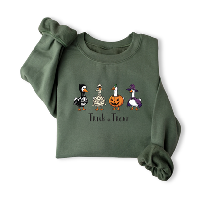 Trick or Treat Goose Halloween Sweatshirt – Kids, Teens & Adults
