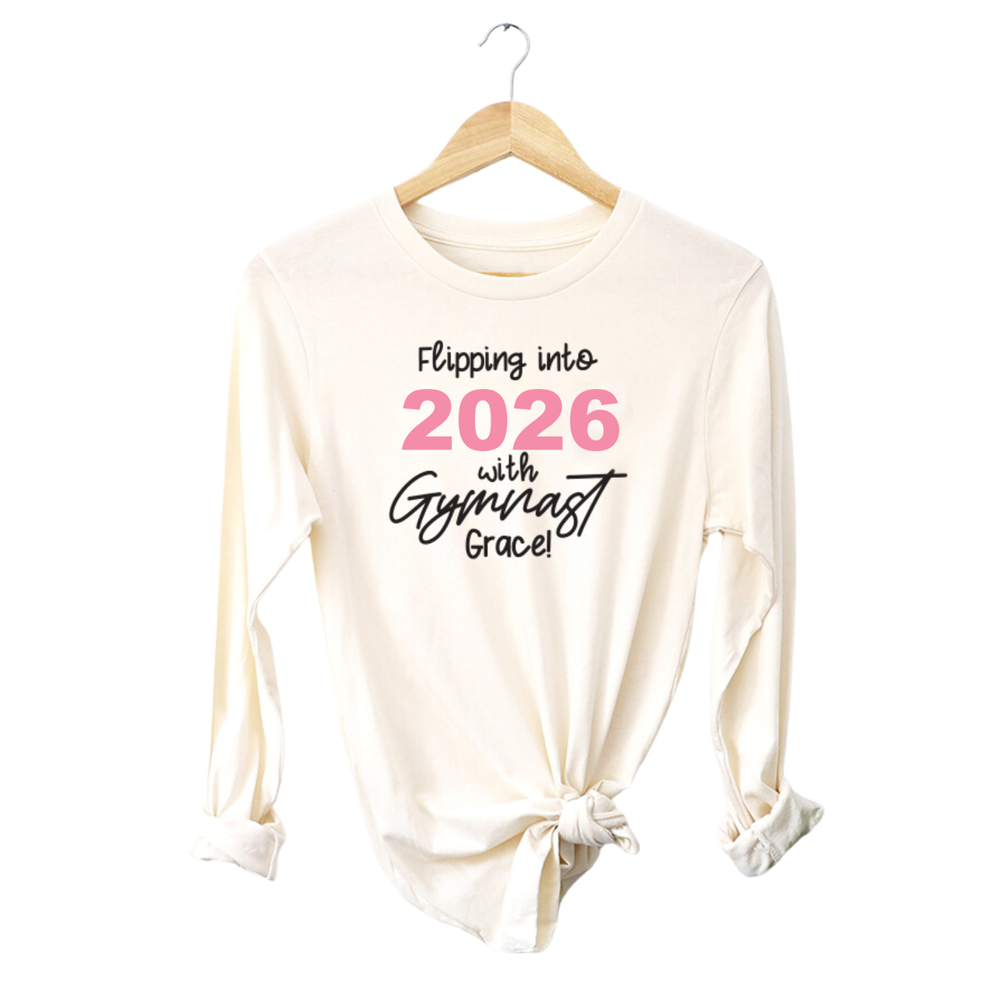 Flipping into 2026 with Gymnast Grace Kids, Girls Jersey Long Sleeve Tee
