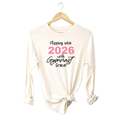 Flipping into 2026 with Gymnast Grace Kids, Girls Jersey Long Sleeve Tee