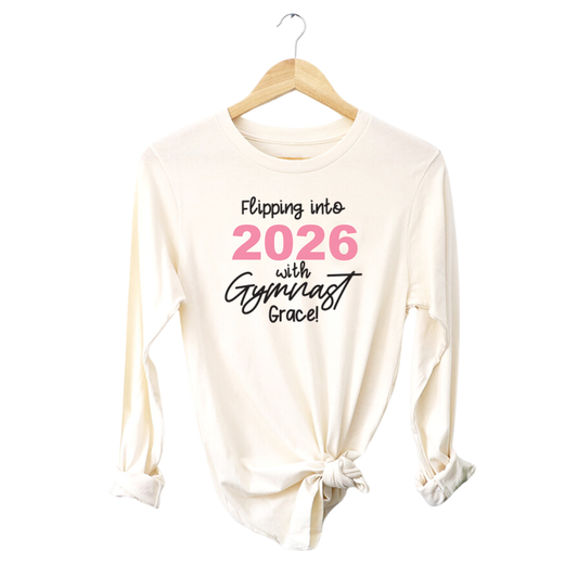 Flipping into 2026 with Gymnast Grace Kids, Girls Jersey Long Sleeve Tee