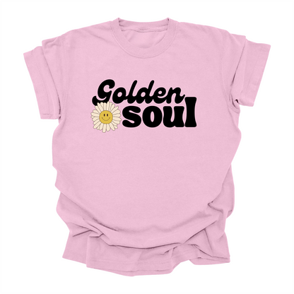 Golden Soul Retro Flower Graphic T-Shirt – Smiley Face 70s Vintage Aesthetic Tee