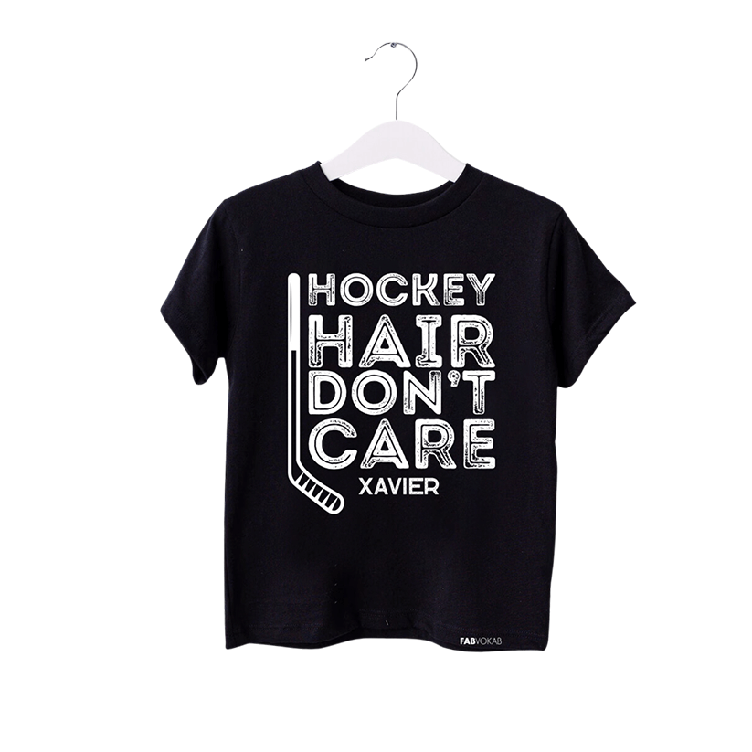Hockey Hair, I Don't Care Kids Short Sleeve T-Shirt