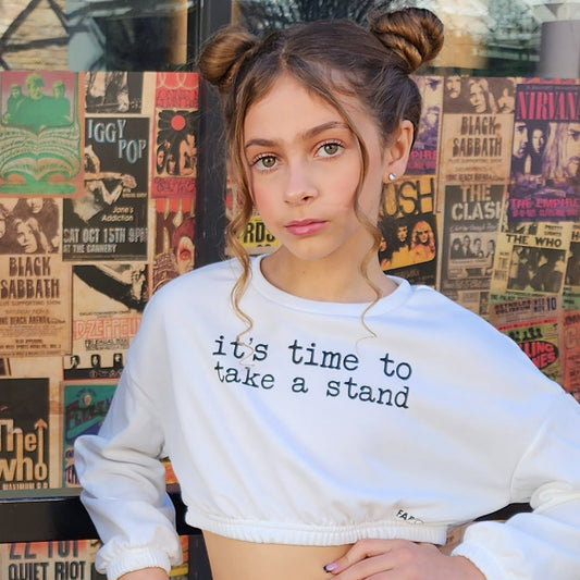 It's Time to Take a Stand #StopBullying Girls Long Sleeve Crop-Top