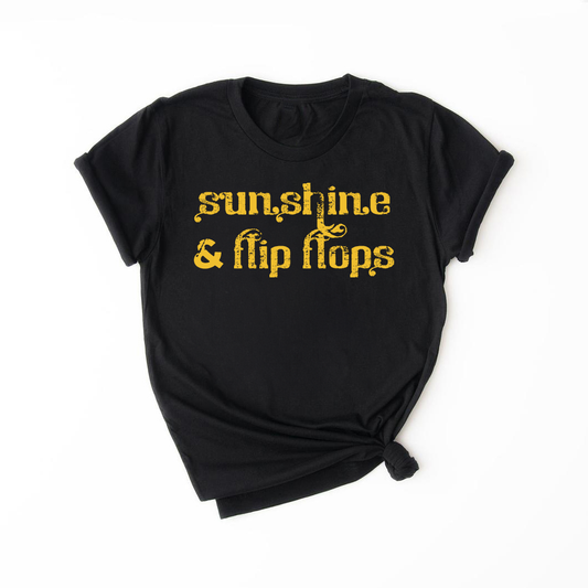 SUNSHINE & FLIP FLOPS Summer Kids Girls Teen T-Shirt