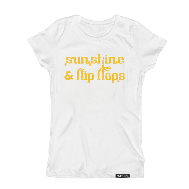 SUNSHINE & FLIP FLOPS Summer Kids Girls Teen T-Shirt