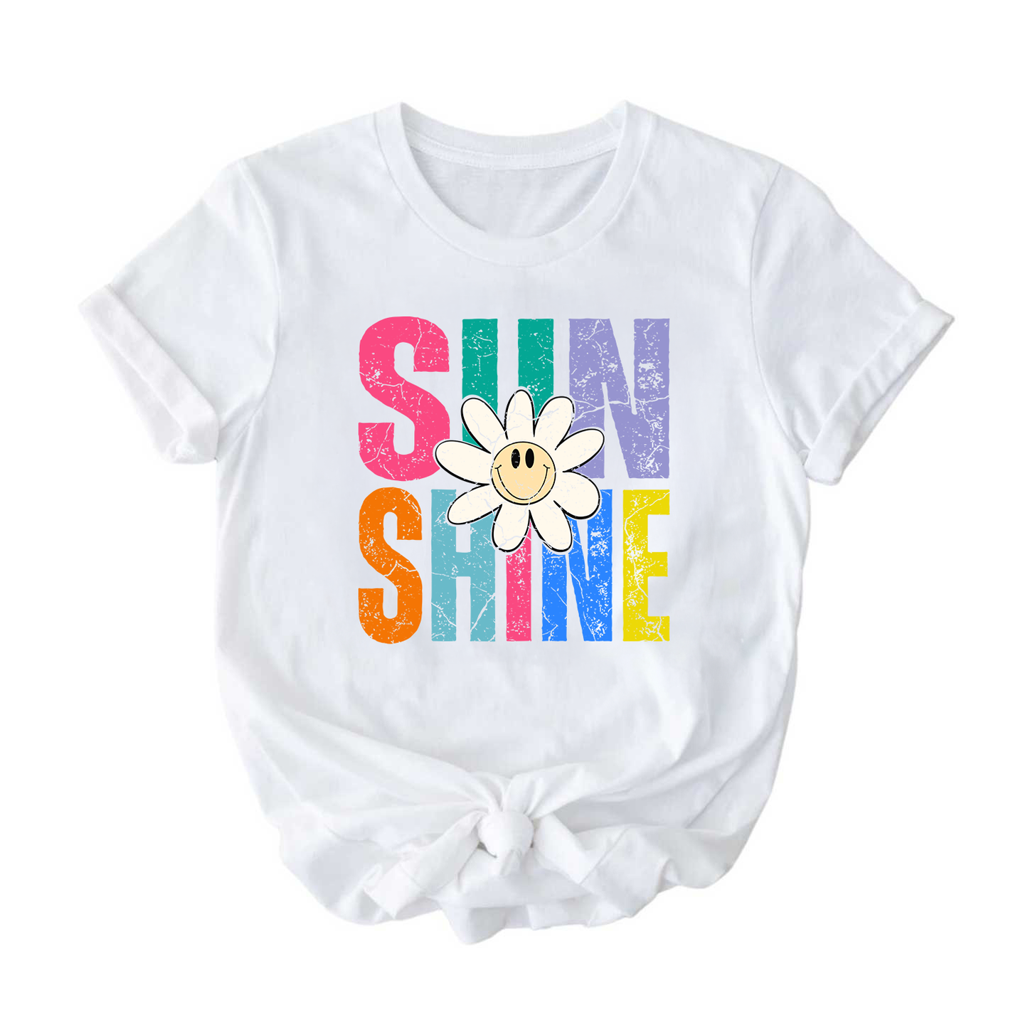 Sunshine Flower Power Graphic Tee – Colorful Retro T-Shirt for Kids, Teens & Adults