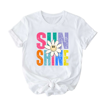 Sunshine Flower Power Graphic Tee – Colorful Retro T-Shirt for Kids, Teens & Adults