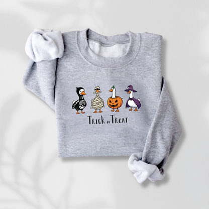 Trick or Treat Goose Halloween Sweatshirt – Kids, Teens & Adults