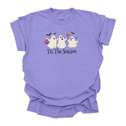 Tis The Season T-Shirt - Cute Halloween Ghosts & Bats