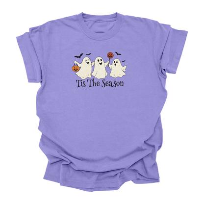 Tis The Season T-Shirt - Cute Halloween Ghosts & Bats