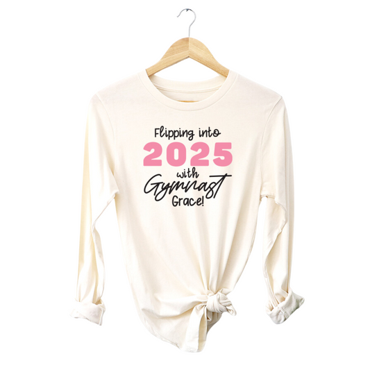 Flipping into 2025 with Gymnast Grace Kids, Girls Jersey Long Sleeve Tee