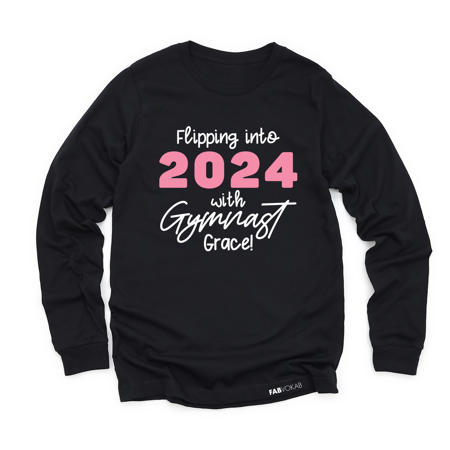 Flipping into 2024 with Gymnast Grace Kids, Girls Jersey Long Sleeve Tee