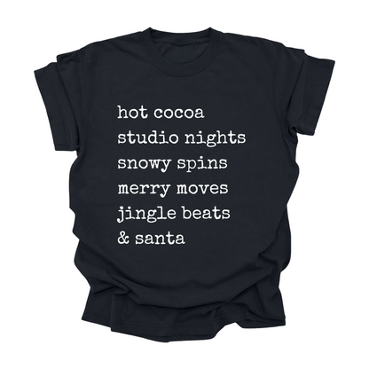 Hot Cocoa & Studio Nights Christmas Dance Tee | Holiday Shirt for Dancers